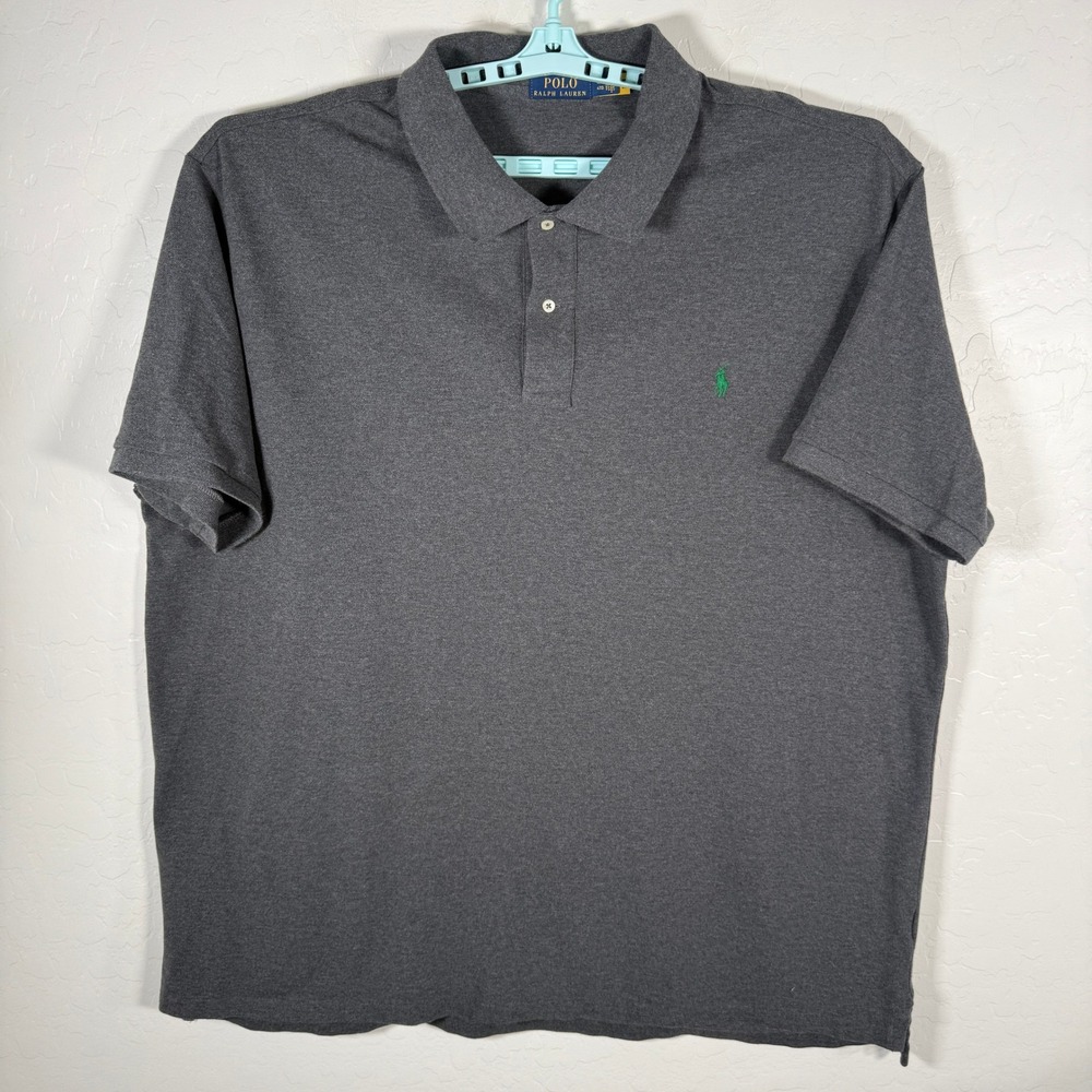 Polo Ralph Lauren Polo Shirt Mens 4XB Gray Pony Logo Short‎ Sleeve Casual